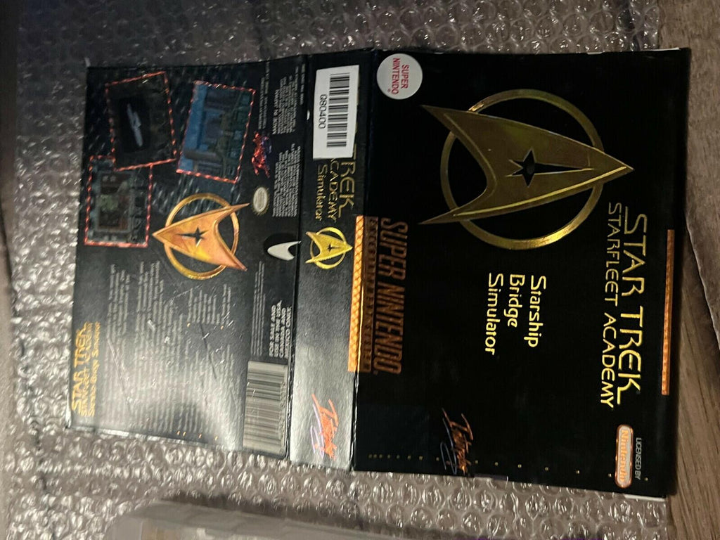 Star Trek: Starfleet Academy (SNES, 1994) RENTAL BOX CIB WITH MANUAL