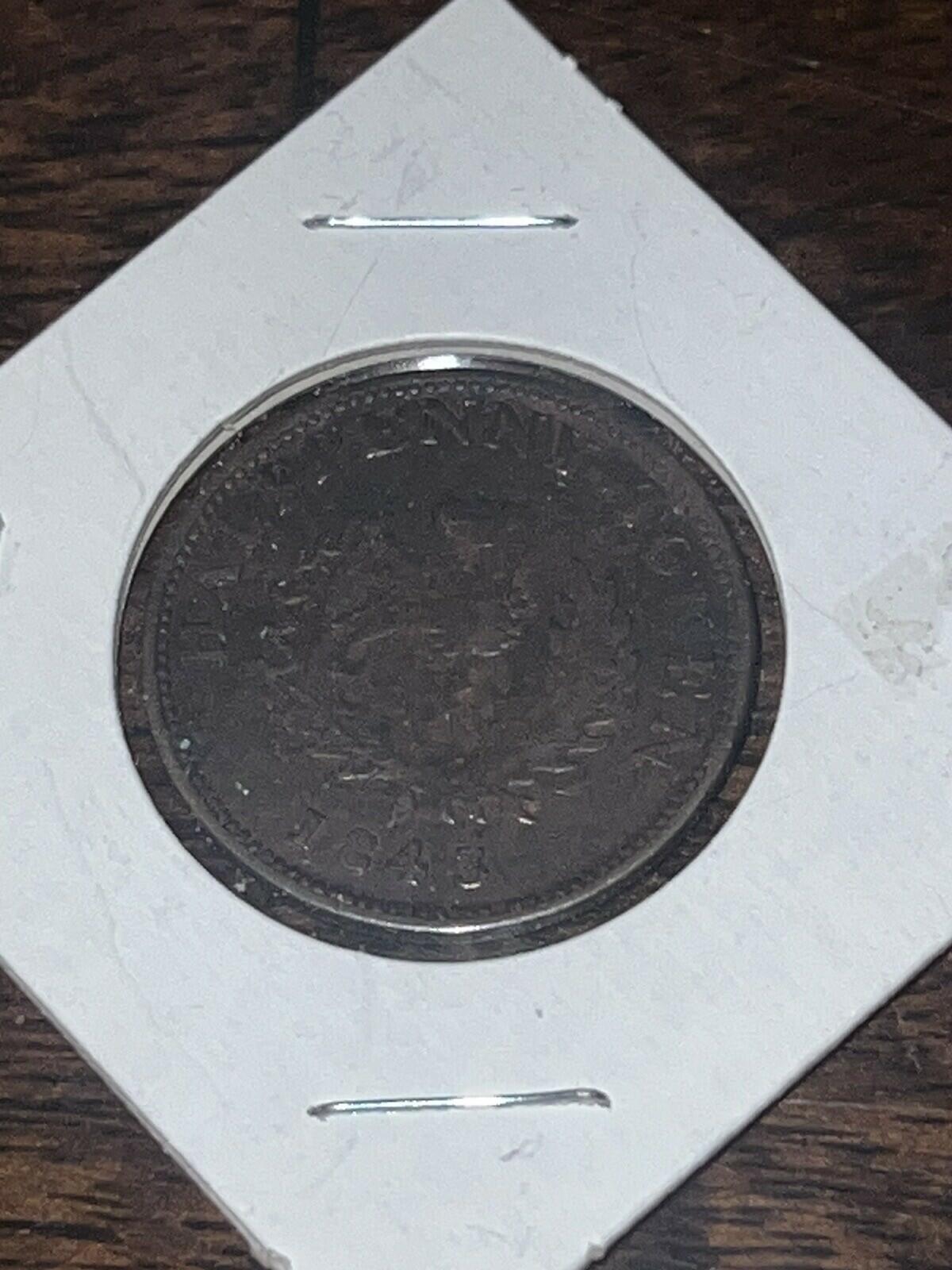 1843 Nova Scotia: Canada 1/2 penny 10 Thorns 15 Bracts