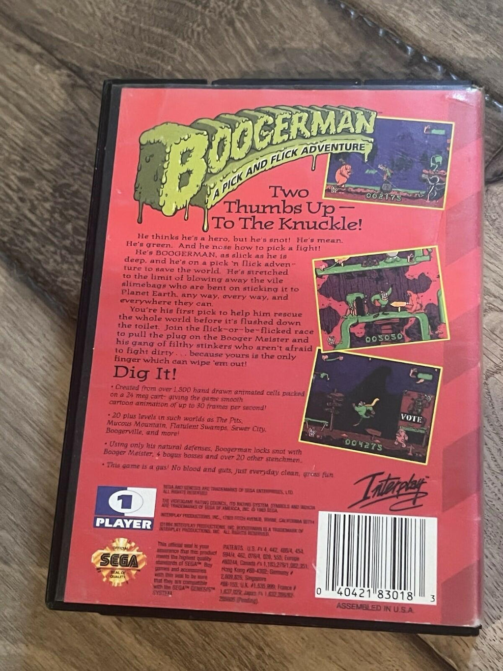Boogerman: a Pick and Flick Adventure (Sega Genesis, 1994) ARTWORK ONLY CASE