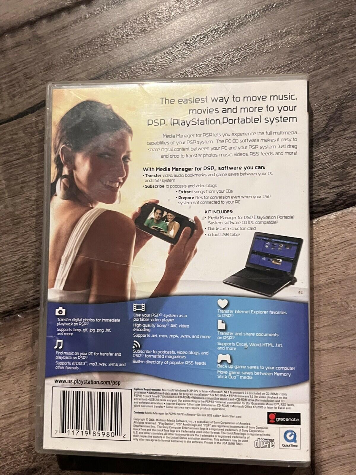 Media Manager For PSP (Sony PlayStation Portable Port, 2006) UMD  Music Movies