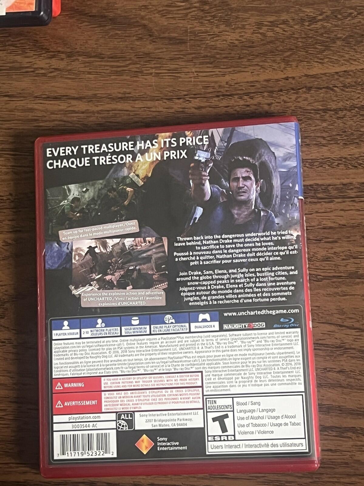 Uncharted 4 A Thief's End (Sony Playstation 4 PS4, 2018) CIB COMPLETE