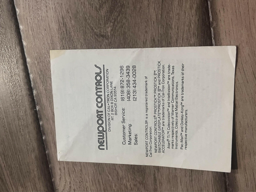 Atari 2600 Game Manual Prostick Controller Newport Catalog