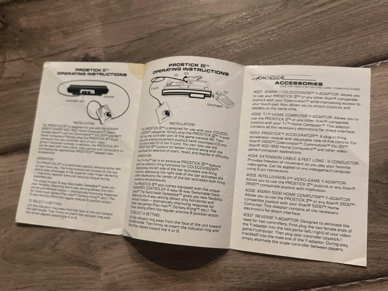 Atari 2600 Game Manual Prostick Controller Newport Catalog