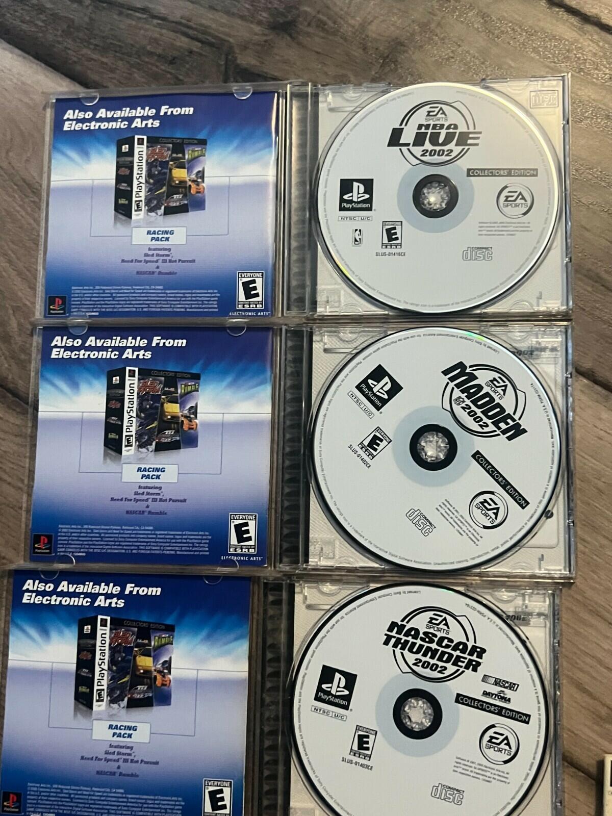 EA Collectors Edition Madden NFL/NBA Live/NASCAR Thunder (PlayStation 1, 2002)