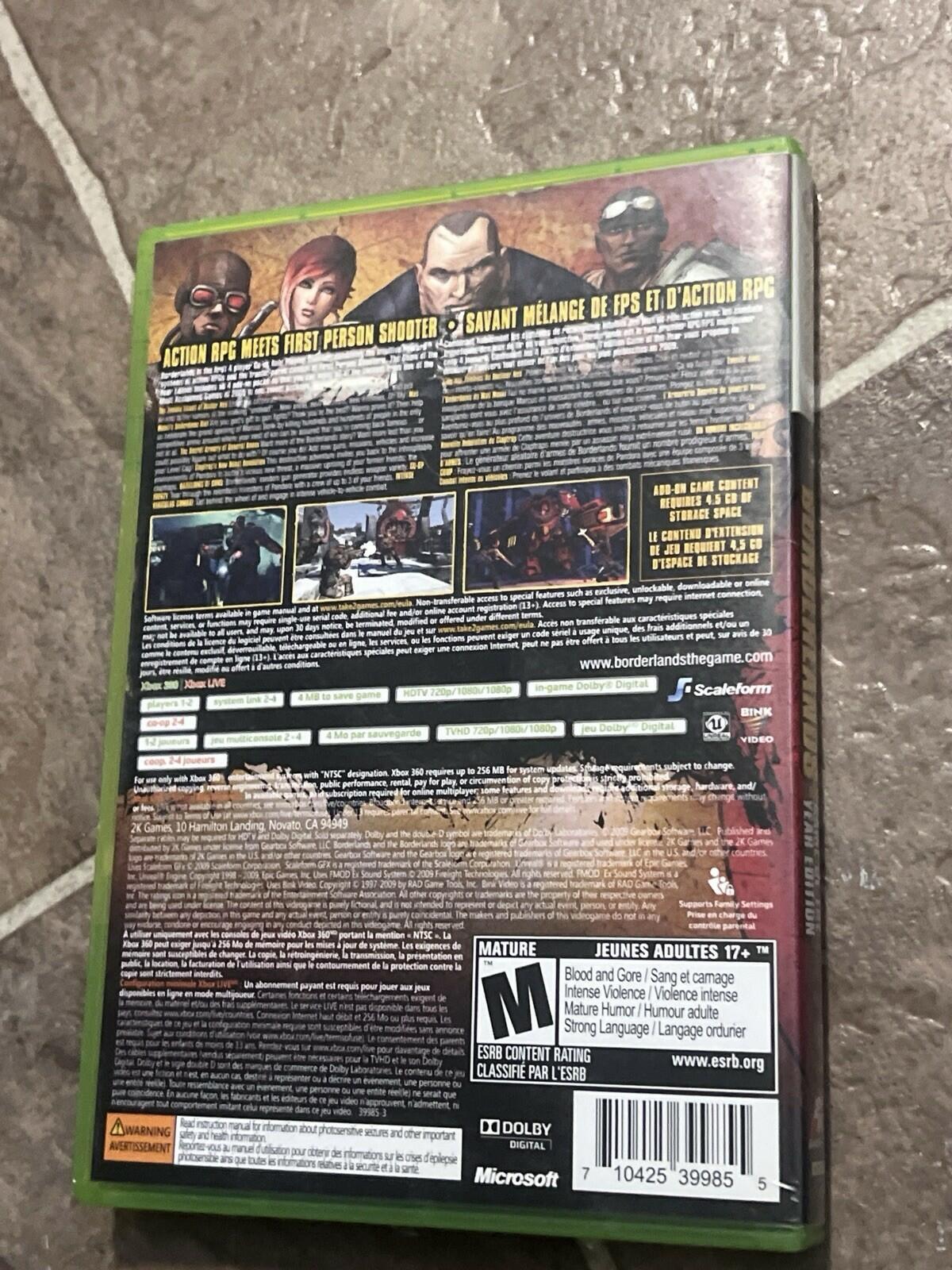 Borderlands: Game of the Year Edition (Xbox 360, 2010) CIB WITH BOTH DISCS