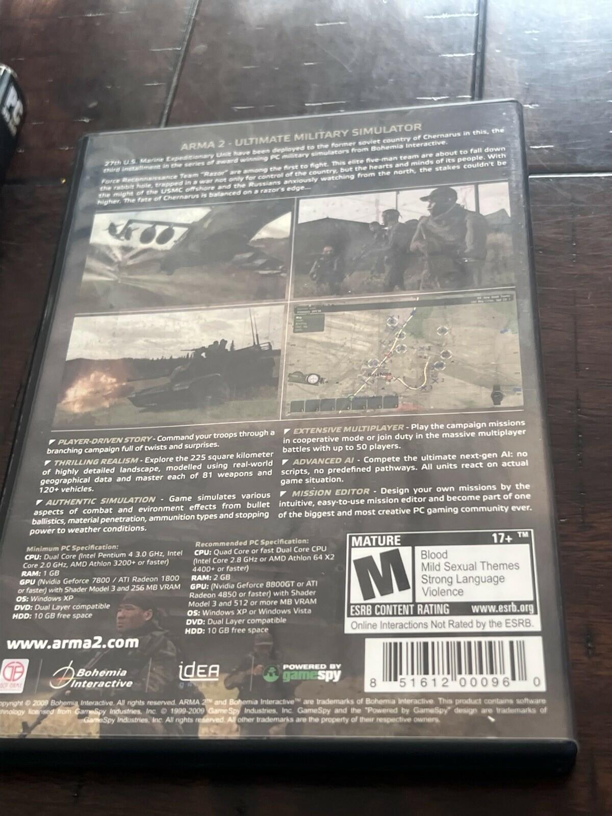 Arma II Ultimate Military Simulator Game for PC w/ Slipcover