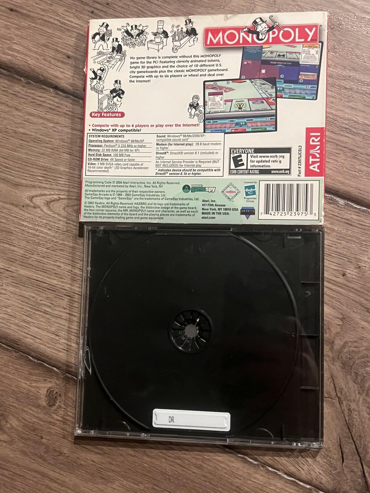 Monopoly Hasbro Atari Westwood (PC CD-ROM, 2002) CIB COMPLETE