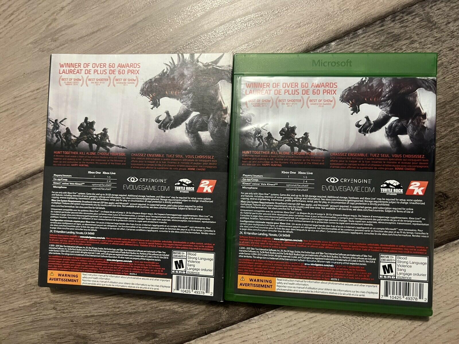 Evolve (Microsoft Xbox One, 2015) CIB W/ SLIP COVER