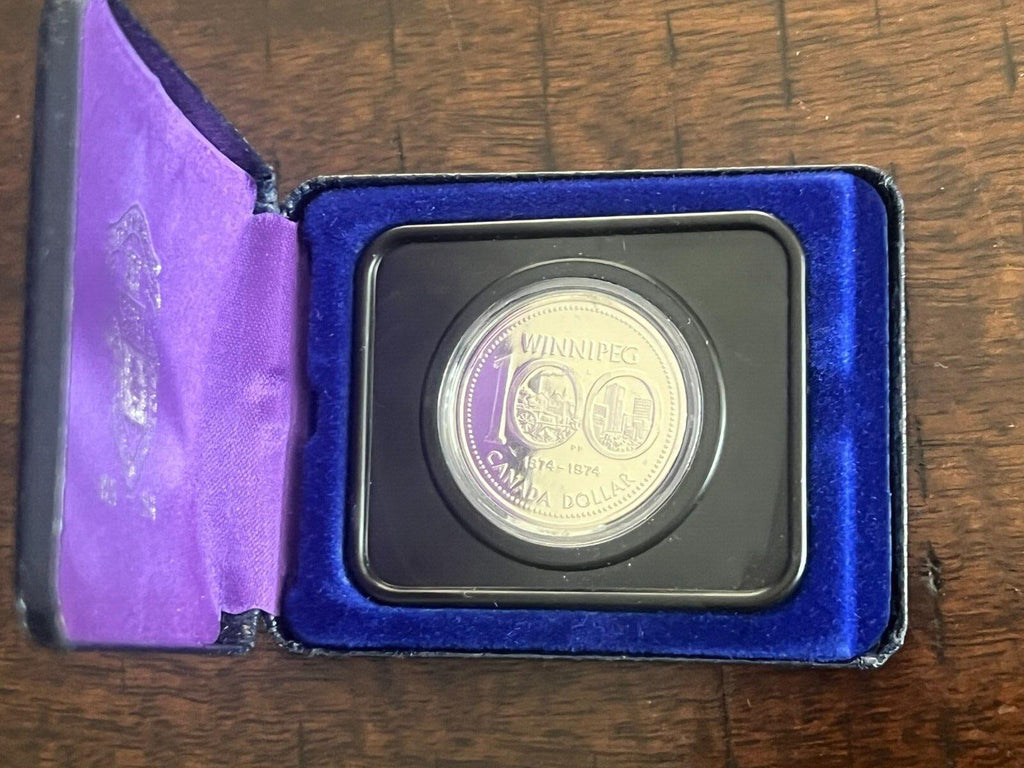 1974 Canada $1 Coin Nickel Dollar Winnipeg 1874-1974 (With RCM Box)