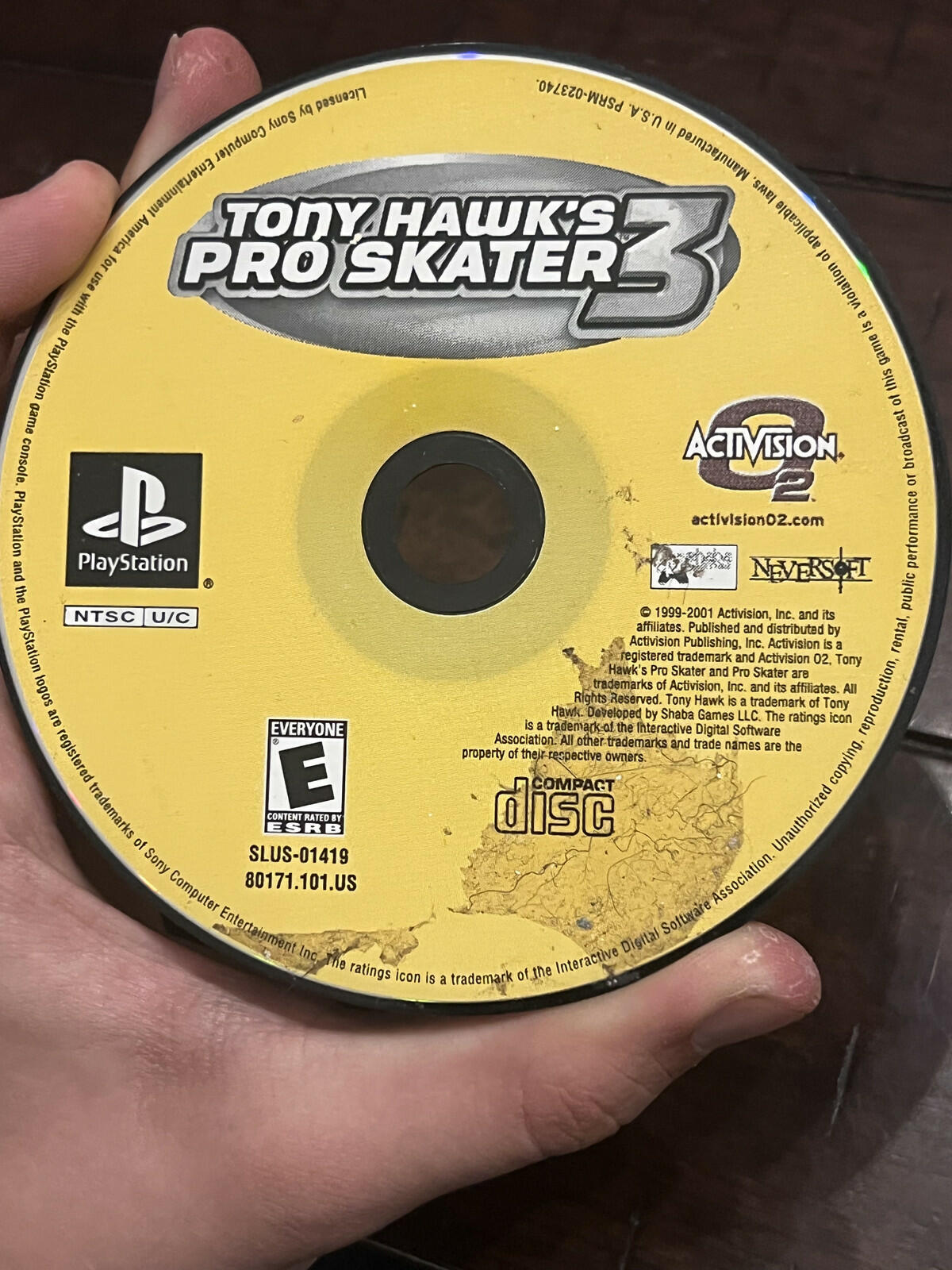 Tony Hawk's Pro Skater 3 (Sony Playstation 1 PS1, 2001) DISC ONLY