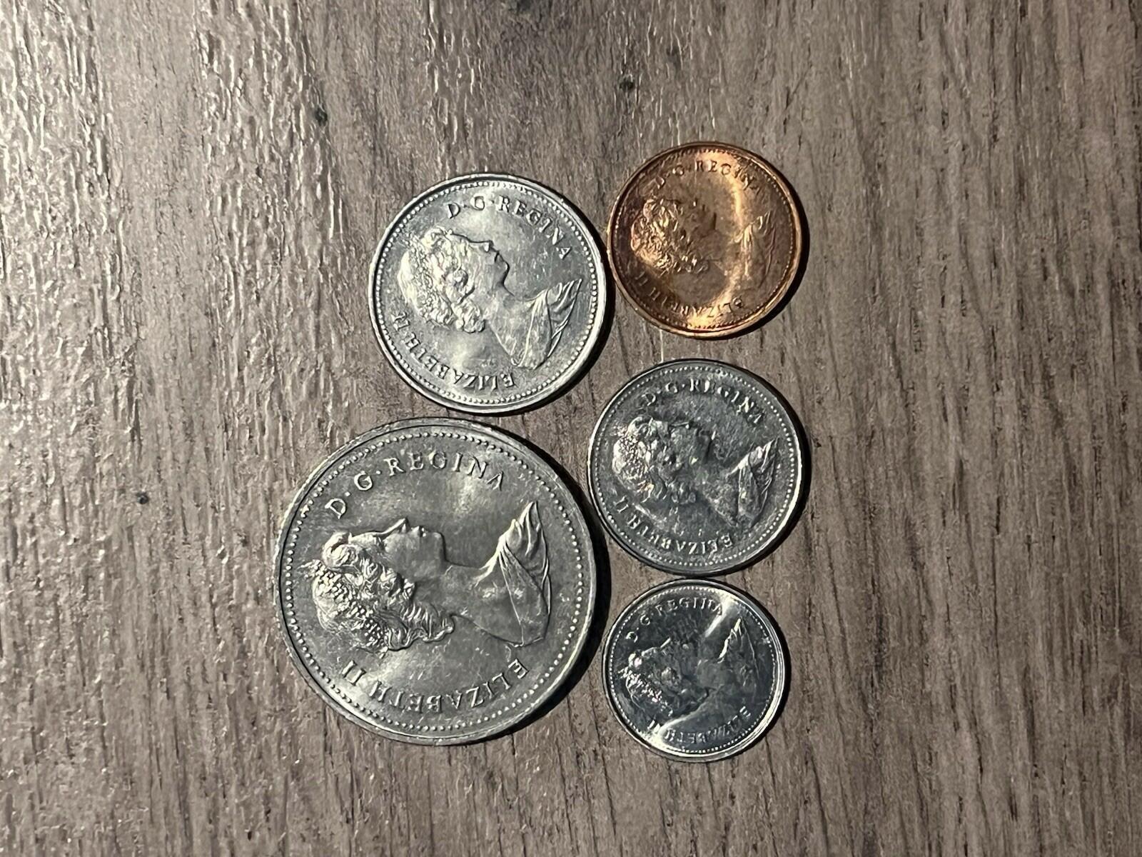 1980 Canada 6-Coin Set Dollar 50-Cent Quarter Dime Nickel Penny