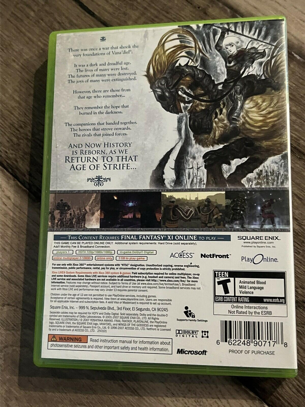 Final Fantasy XI Online: Wings of the Goddess (Microsoft Xbox 360, 2007) CIB