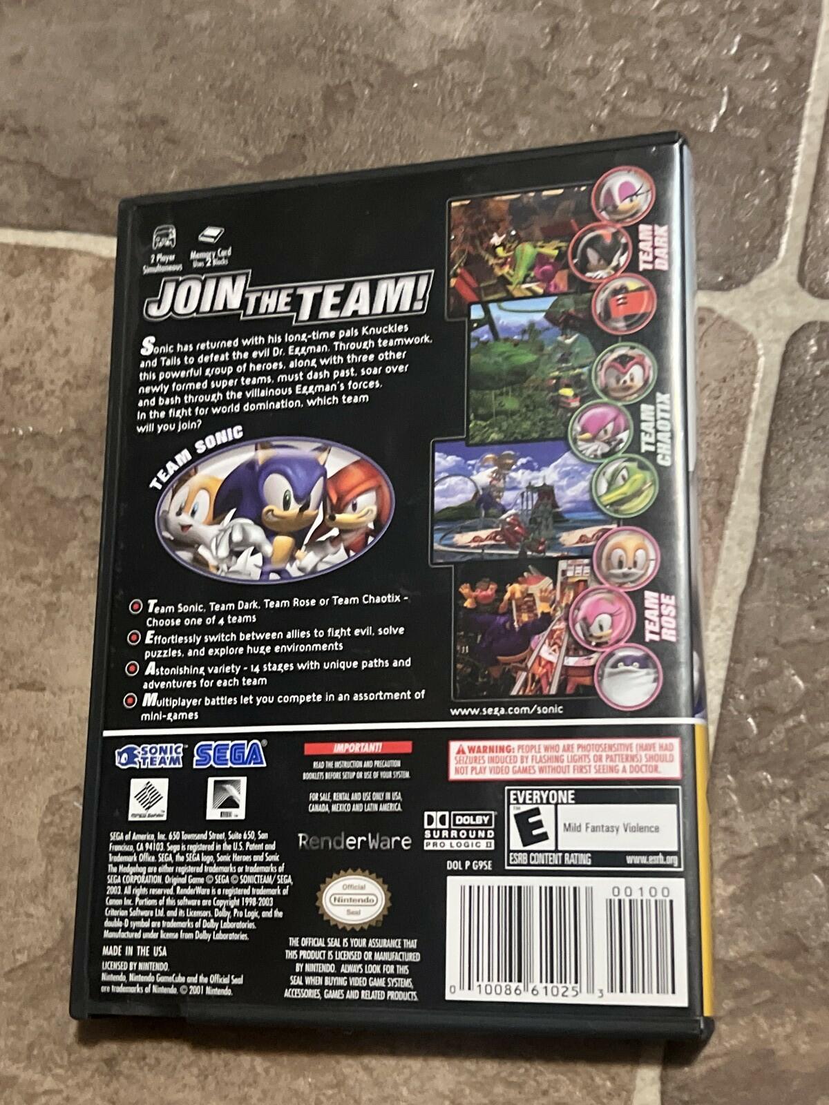 Sonic Heroes: Player's Choice (Nintendo Gamecube, 2004) CIB COMPLETE