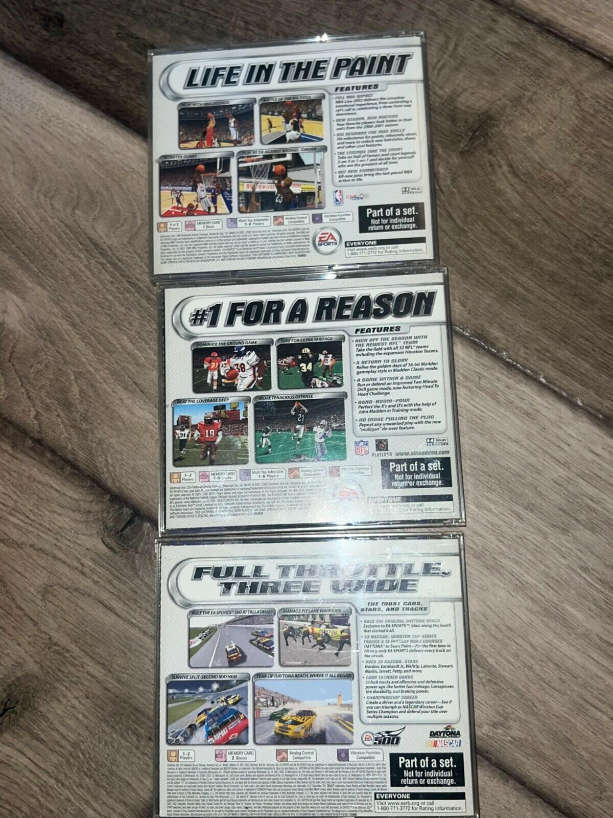 EA Collectors Edition Madden NFL/NBA Live/NASCAR Thunder (PlayStation 1, 2002)