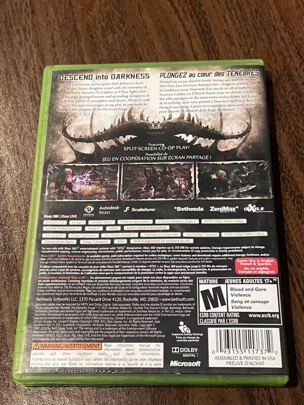 Hunted: The Demon's Forge (Microsoft Xbox 360, 2011) CIB