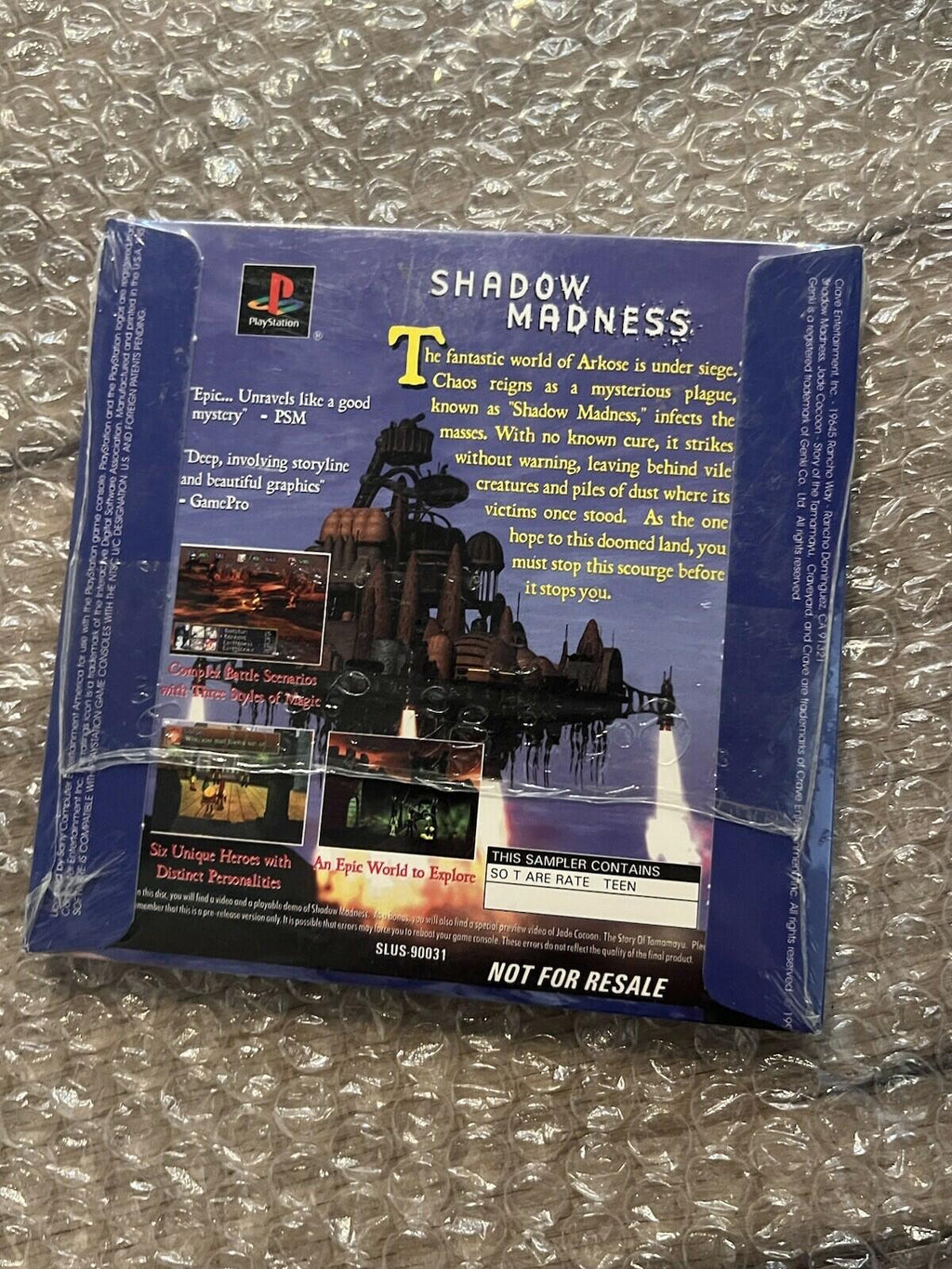 Shadow Madness Demo Disc CD (Sony PlayStation 1 PS1, 1999) BRAND NEW SEALED