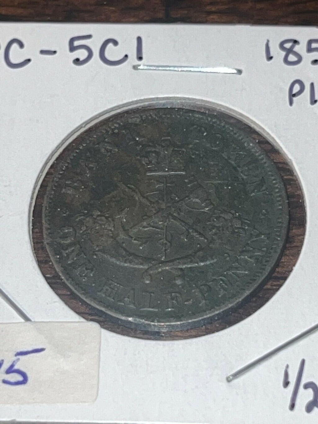 1854 Upper Canada 1/2 Penny Token
