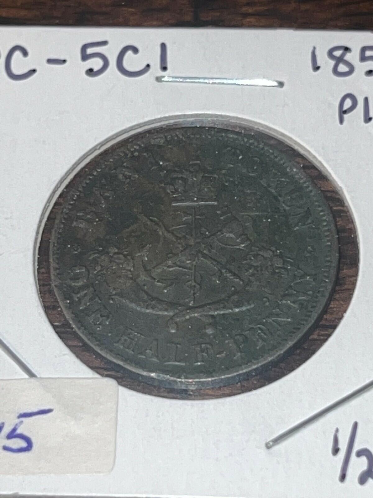 1854 Upper Canada 1/2 Penny Token