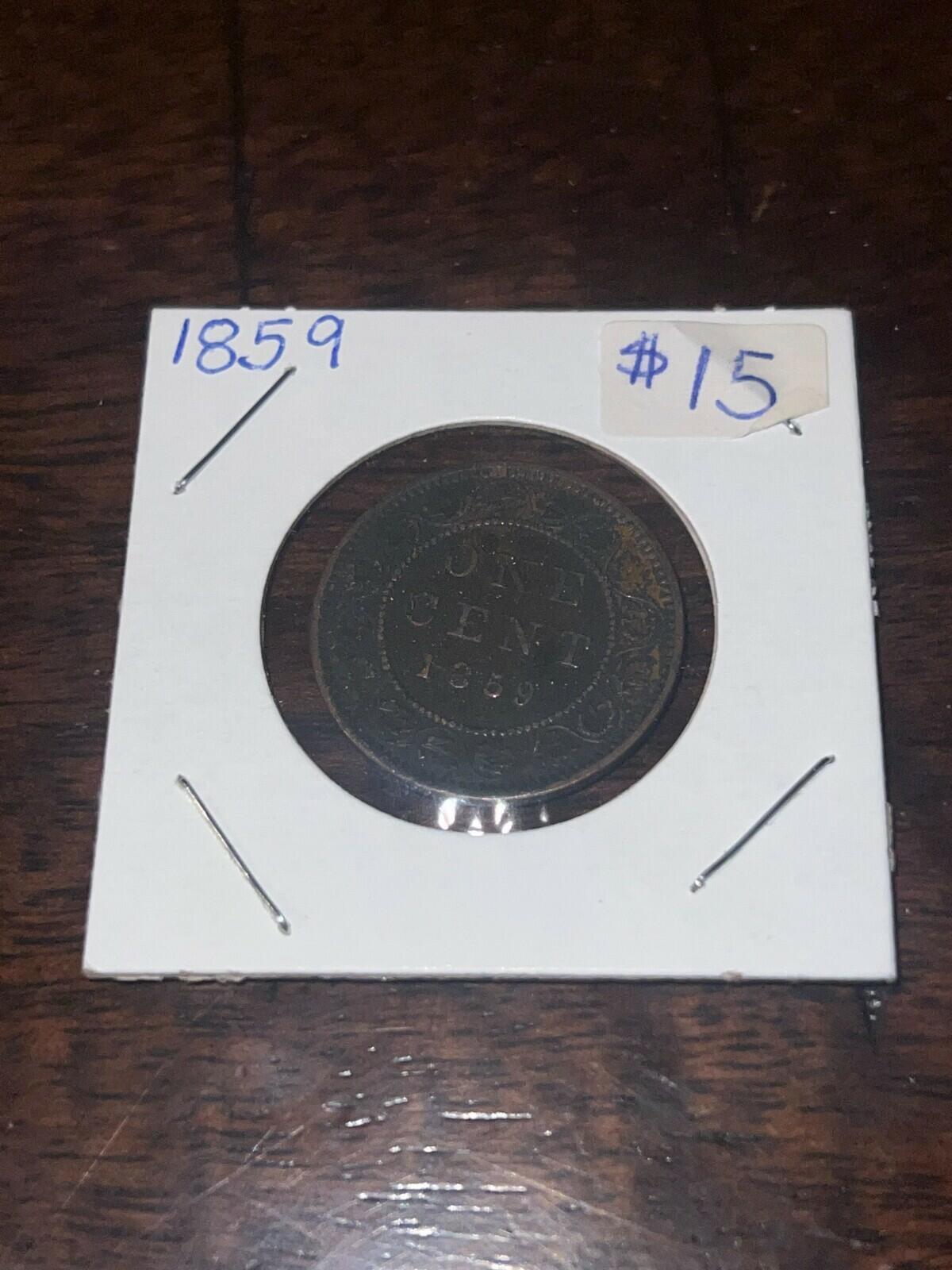 1859 Canada Large Cent Large Penny VF-20 Details