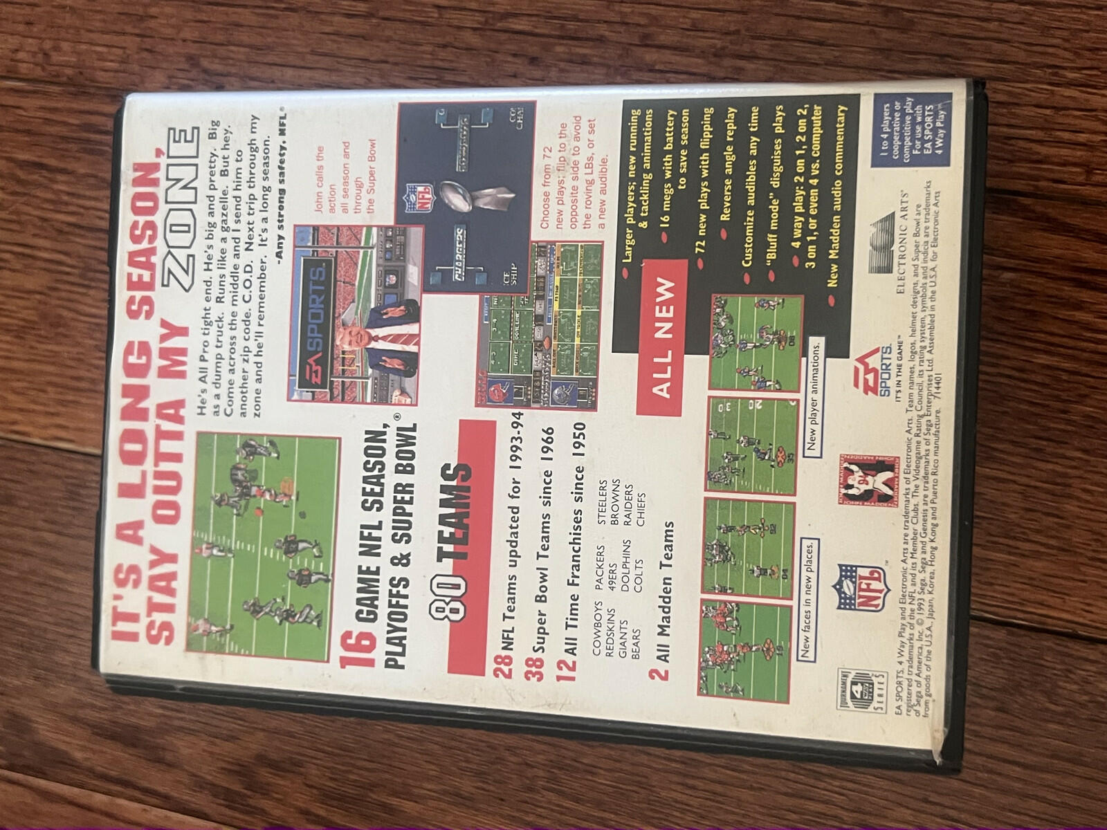 Madden NFL '94 (Sega Genesis, 1994) CIB MANUAL MISSING PAGE