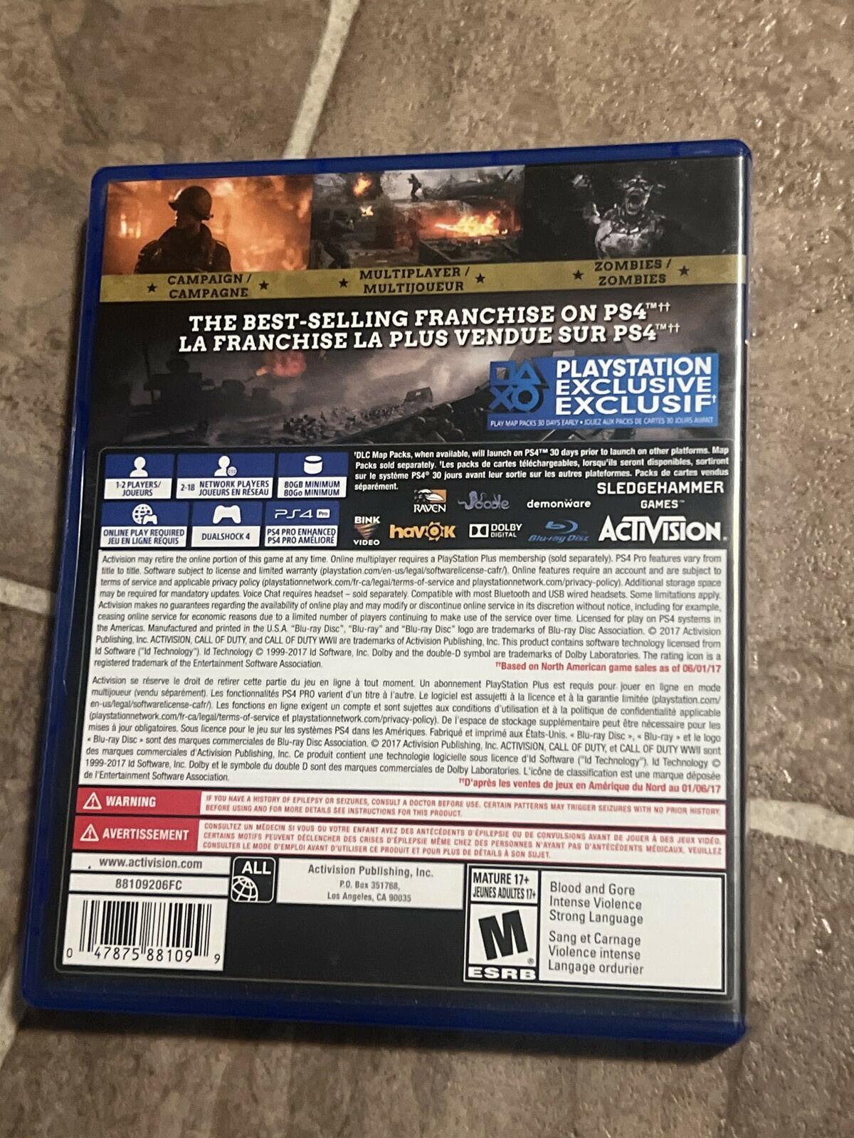 Call of Duty WWII (Sony Playstation 4 PS4, 2017) CIB COMPLETE
