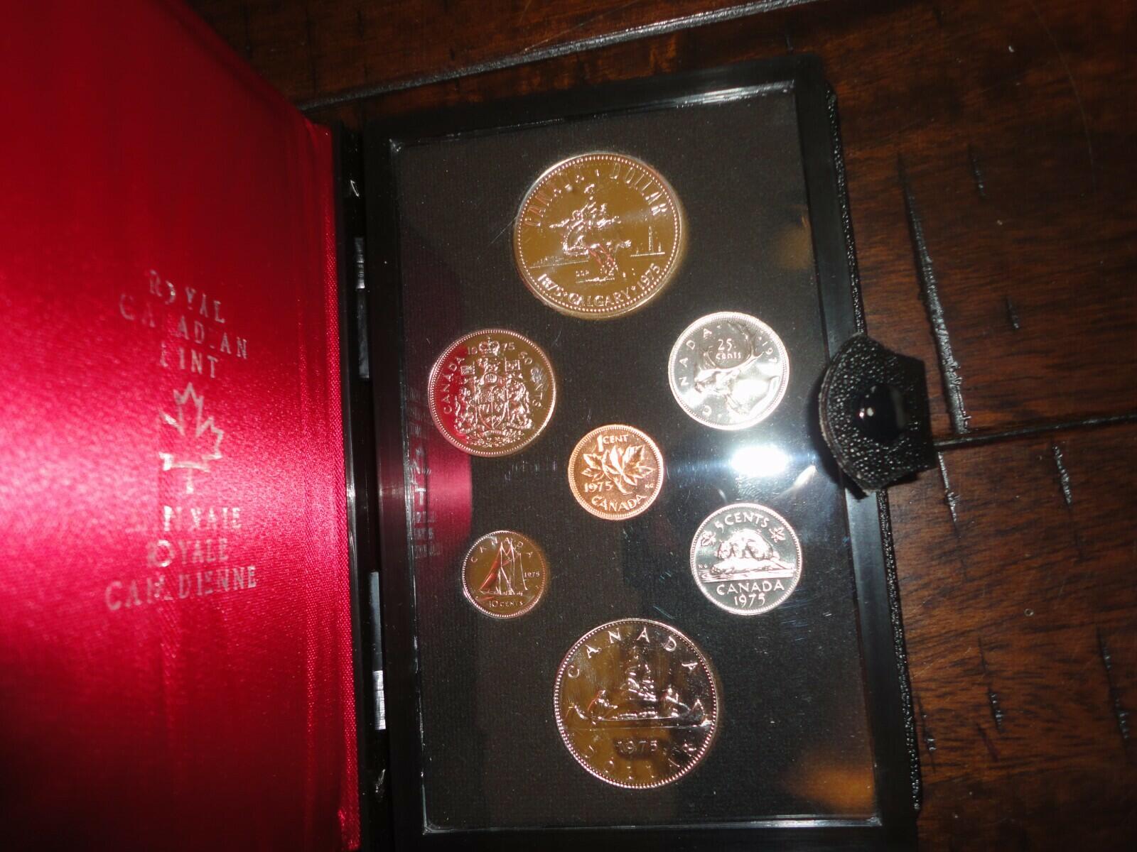 1975 Canada Double Dollar Set 7 Coins Calgary Stampede With 50% Silver Dollar