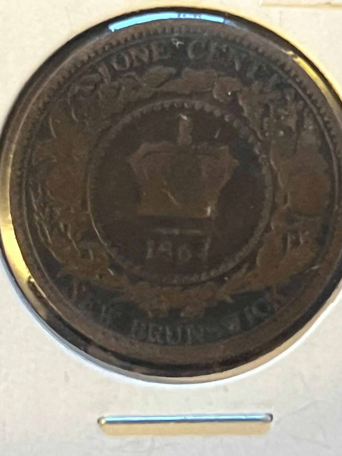 1864 New Brunswick NB: Canada 1 Cent Large Penny Coin