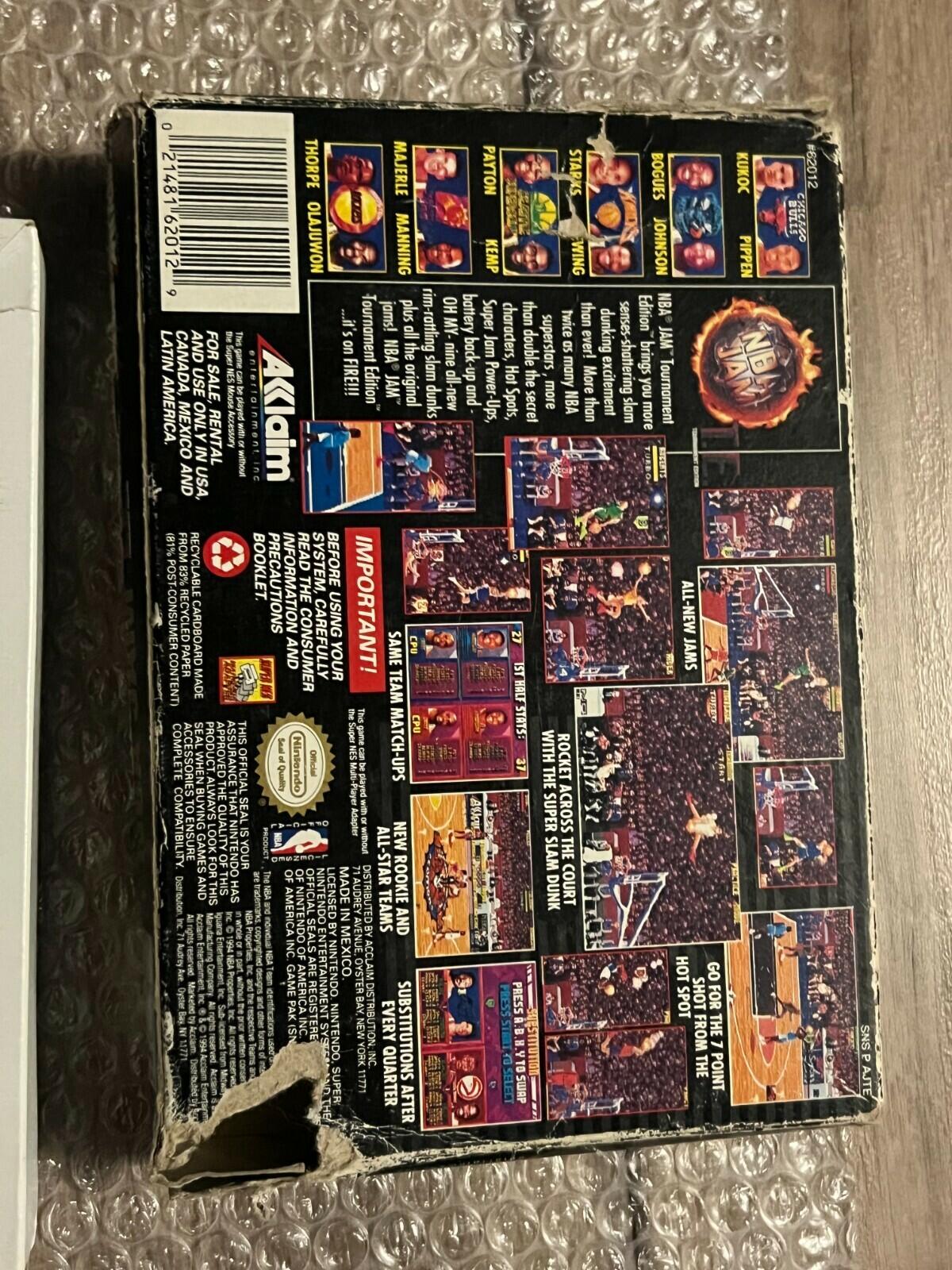 NBA Jam: Tournament Edition (Super Nintendo Entertainment System, 1995) CIB