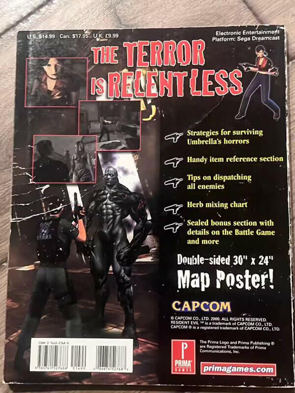 Resident Evil Code Veronica Prima Offical Strategy Guide Dreamcast Capcom w/ Map