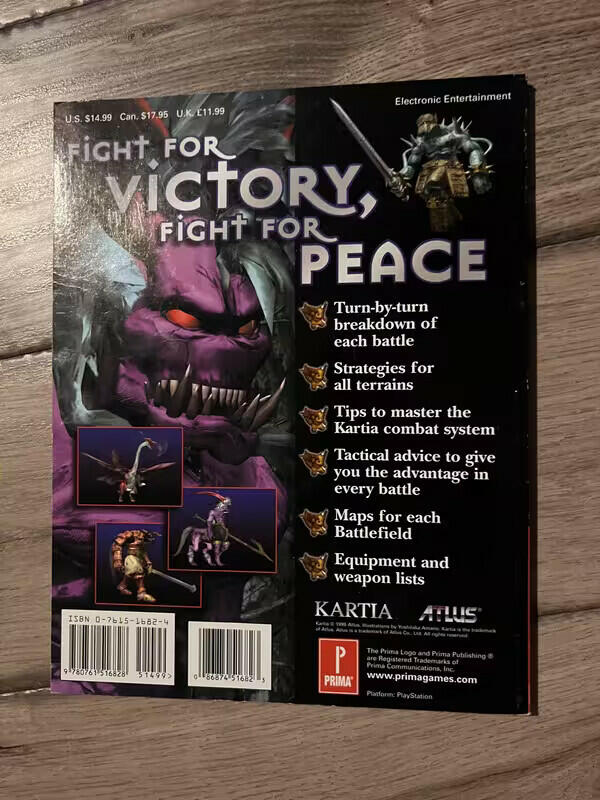 Kartia Strategy Guide Playstation Guide Book PS1 Playstation 1 Prima