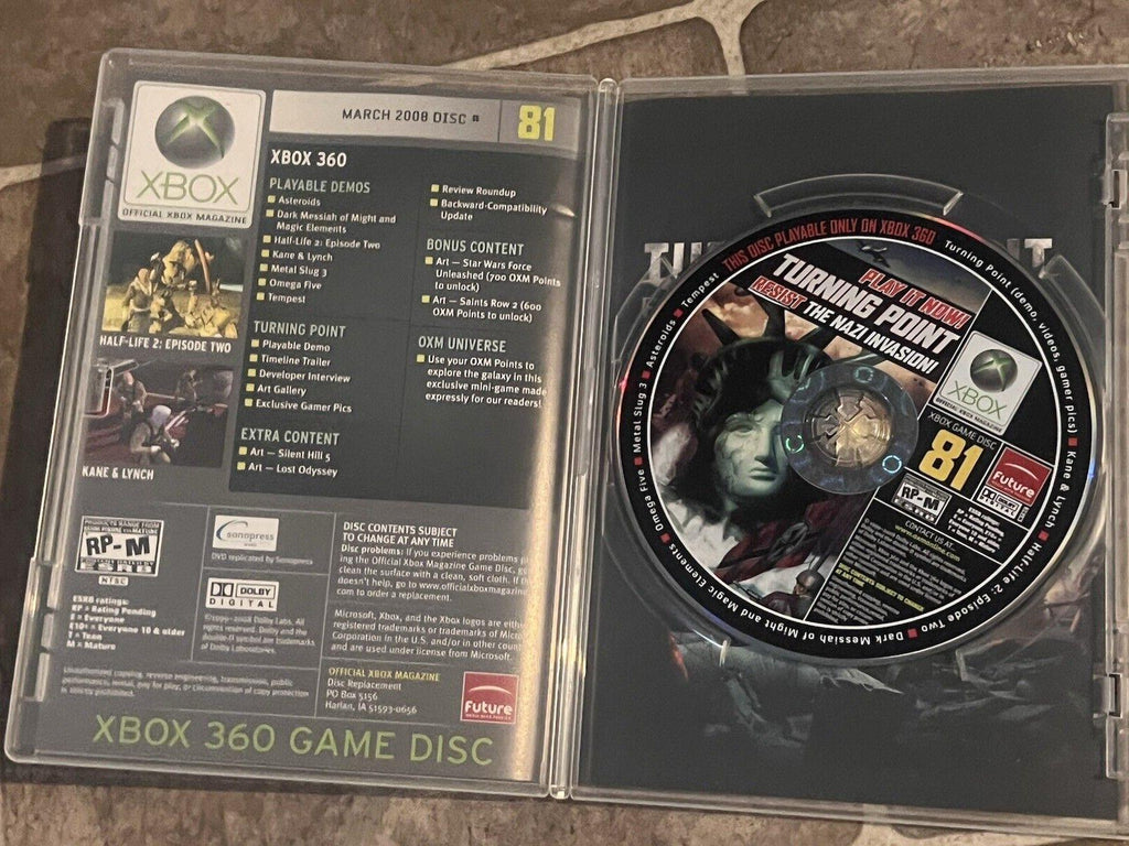 Turning Point #81 (Microsoft Xbox 360, March 2008) CIB COMPLETE DEMO DISC