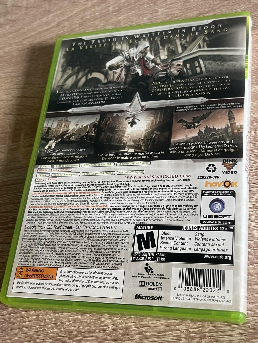 Assassin's Creed 2 II (Microsoft Xbox 360, 2009) CIB WITH BONUS DISC