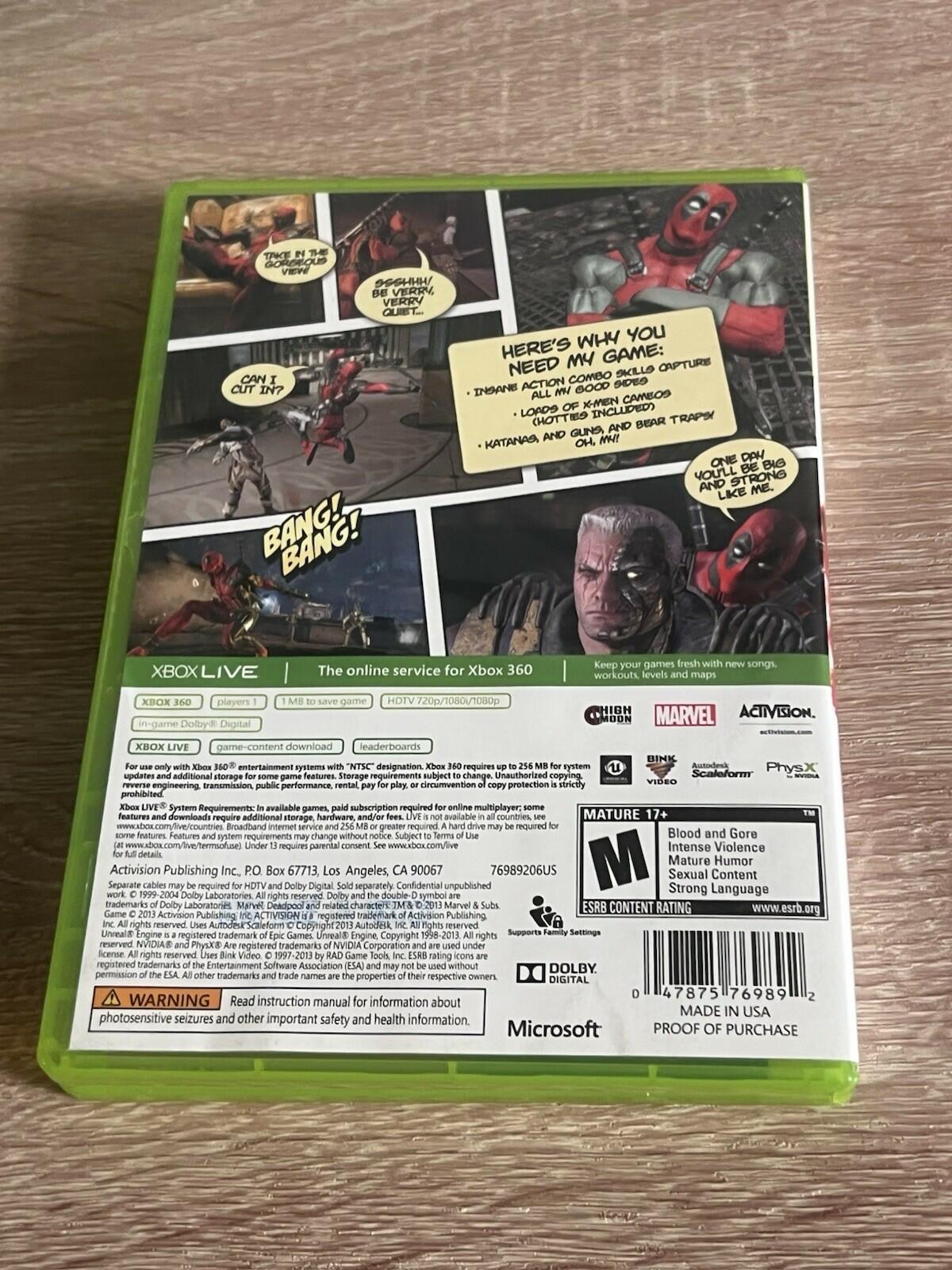 Deadpool (Microsoft Xbox 360, 2013) CASE AND MANUAL ONLY