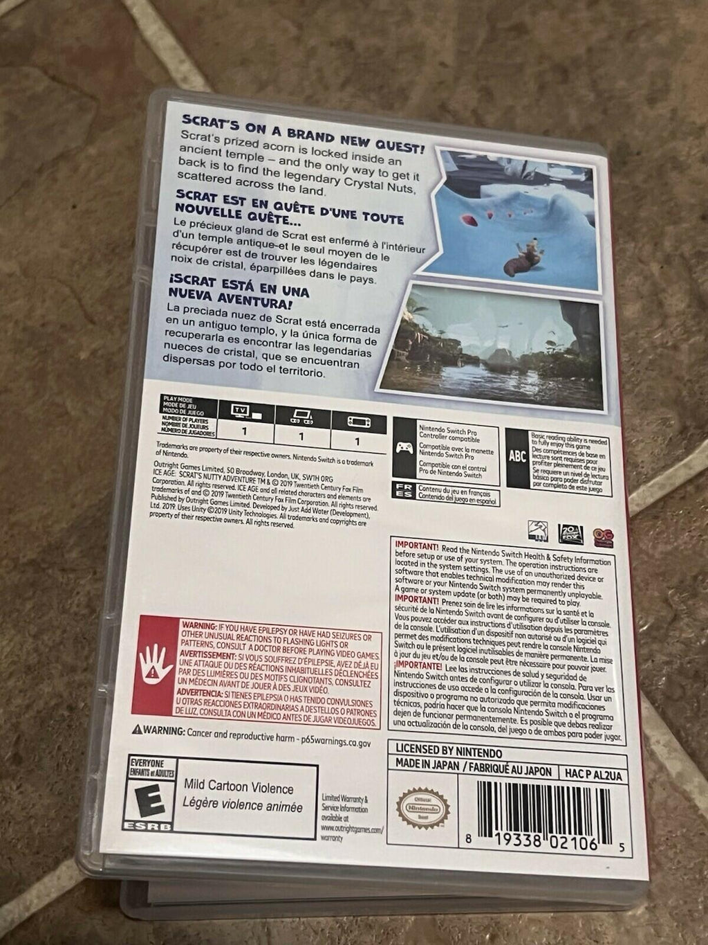 Ice Age: Scrat's Nutty Adventure (Nintendo Switch, 2019) CASE ONLY NO GAME