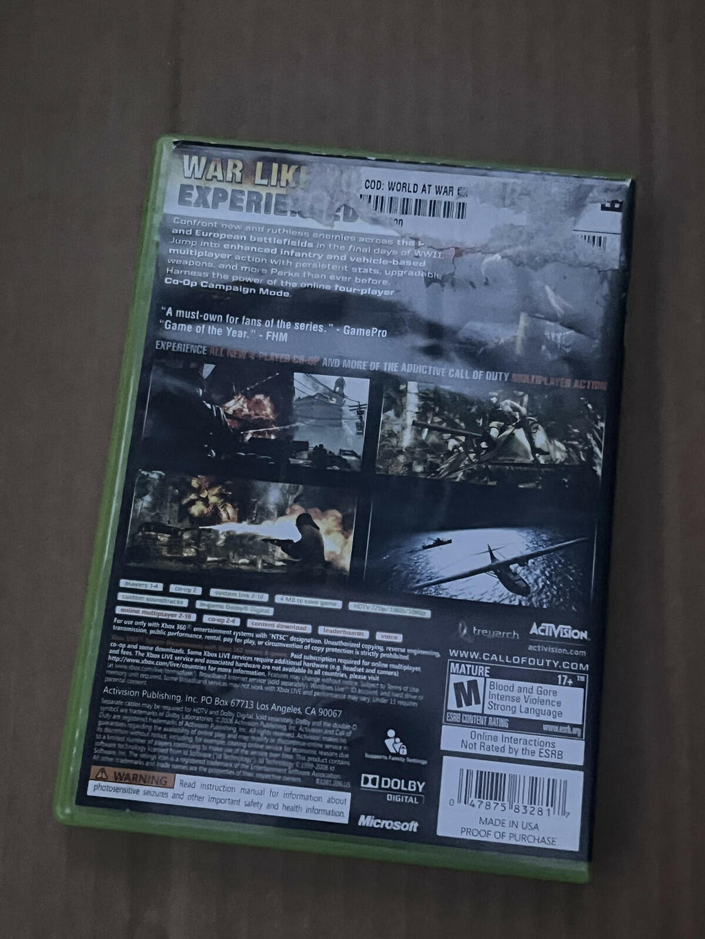 Call of Duty World at War (Microsoft Xbox 360, 2008) CIB COMPLETE