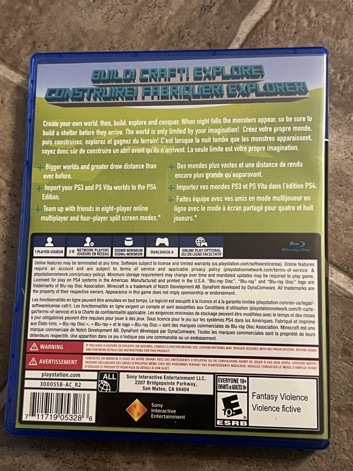 Minecraft: Playstation 4 Edition (Sony Playstation 4 PS4, 2014) CIB COMPLETE