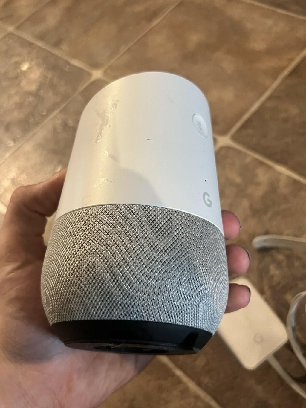 Google Home Smart Speaker with Voice Assistant White / Original Power Adapter