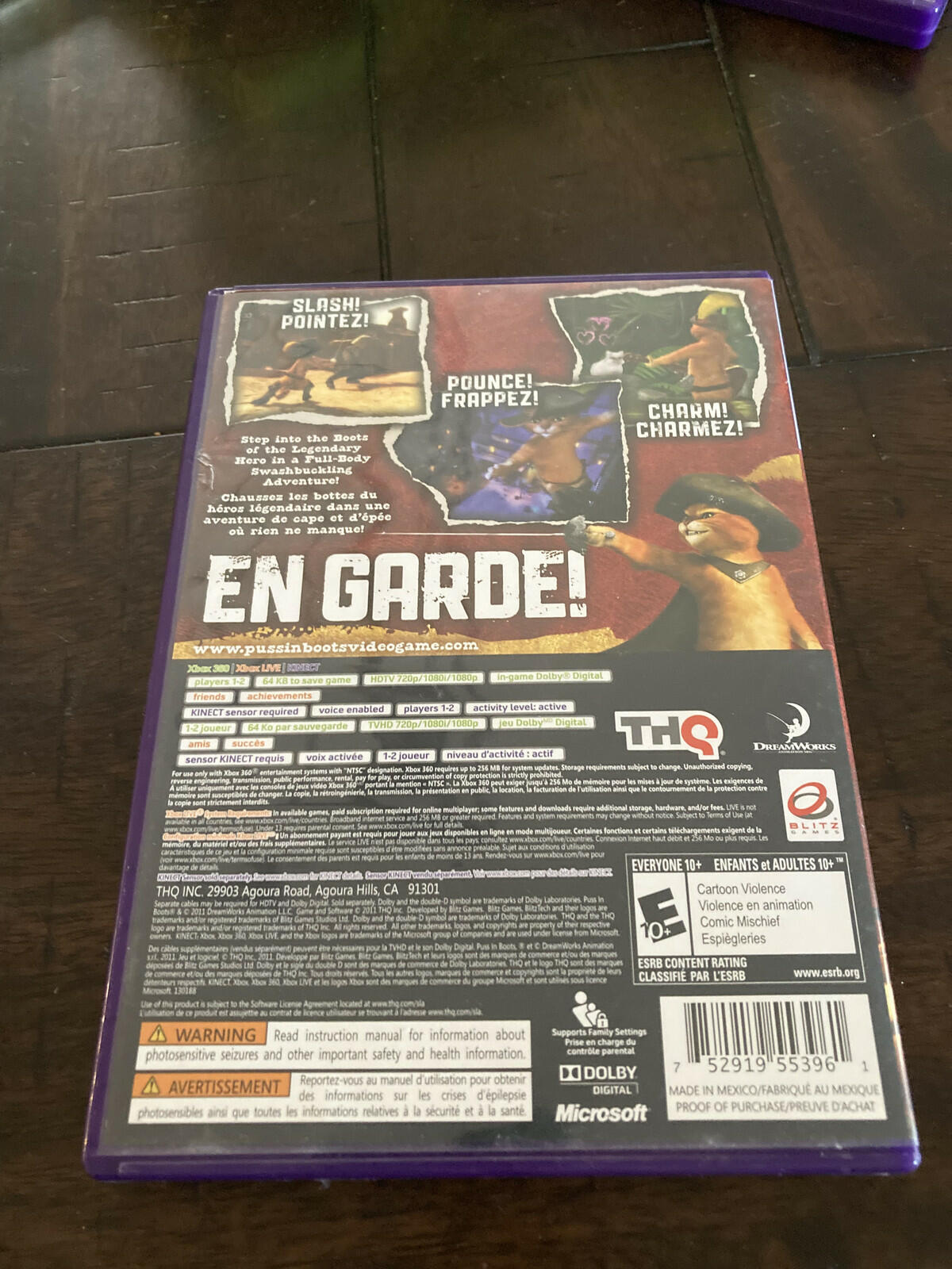 Puss In Boots (Microsoft Xbox 360, 2011) CIB COMPLETE