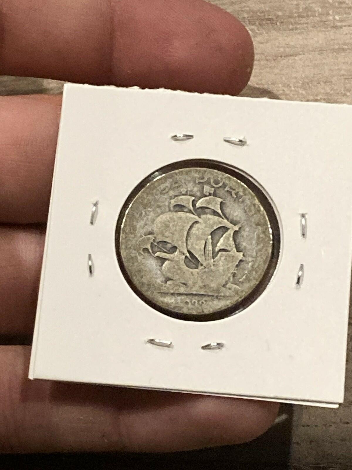1932 Portugal 5 Escudos Silver Coin