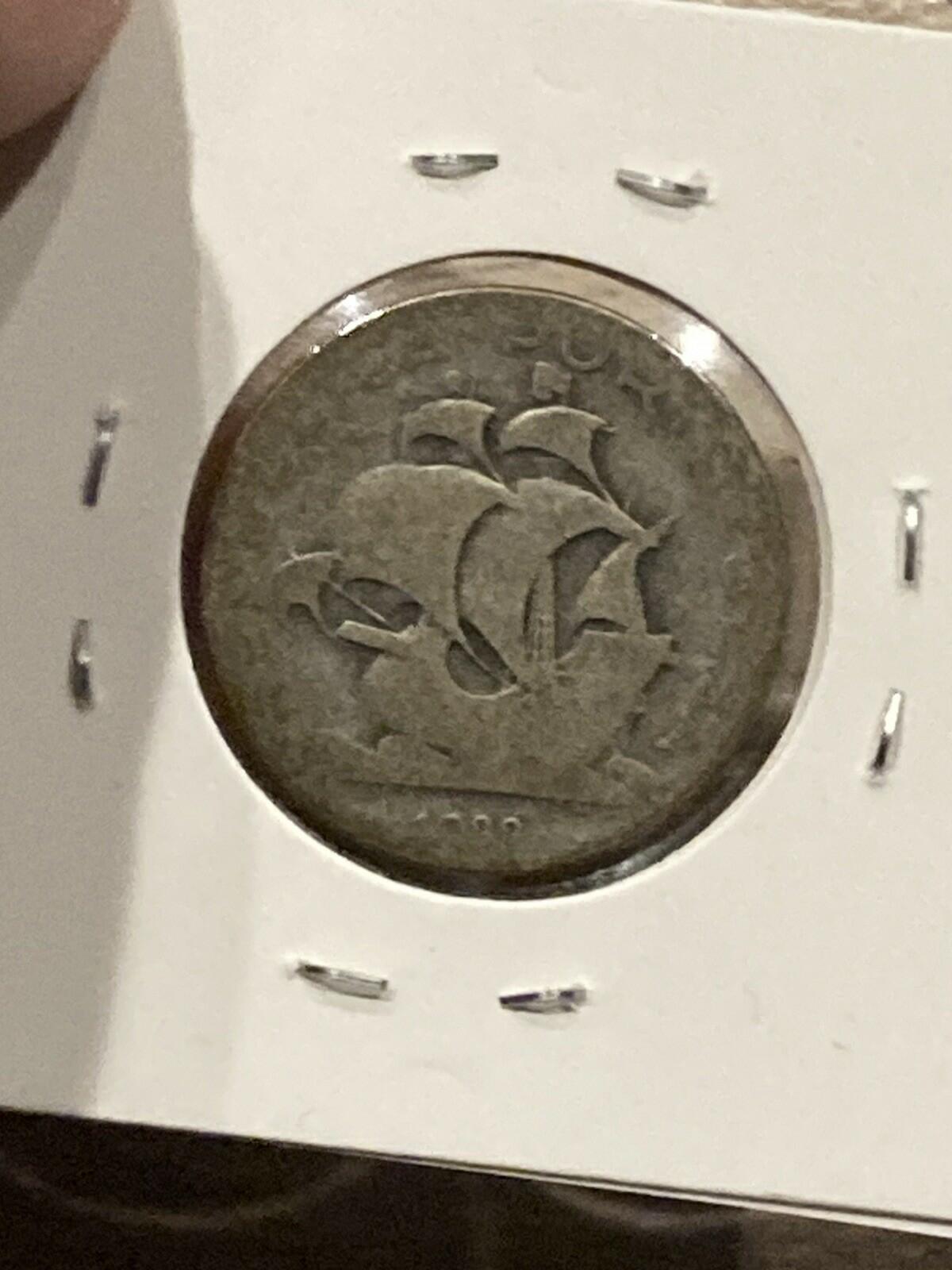 1932 Portugal 5 Escudos Silver Coin