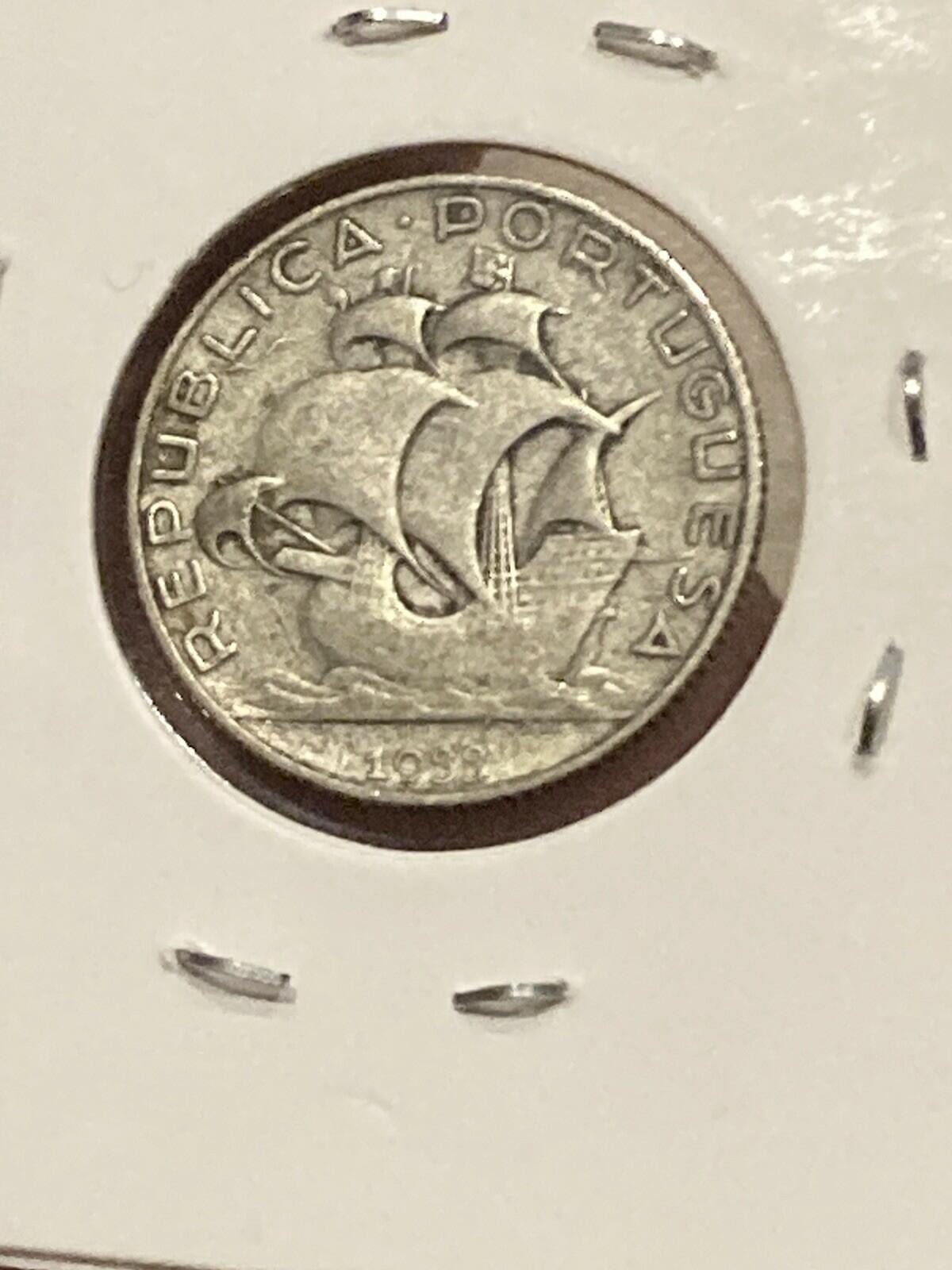 1933 Portugal 2.5 Escudos Silver Circulated Better Date