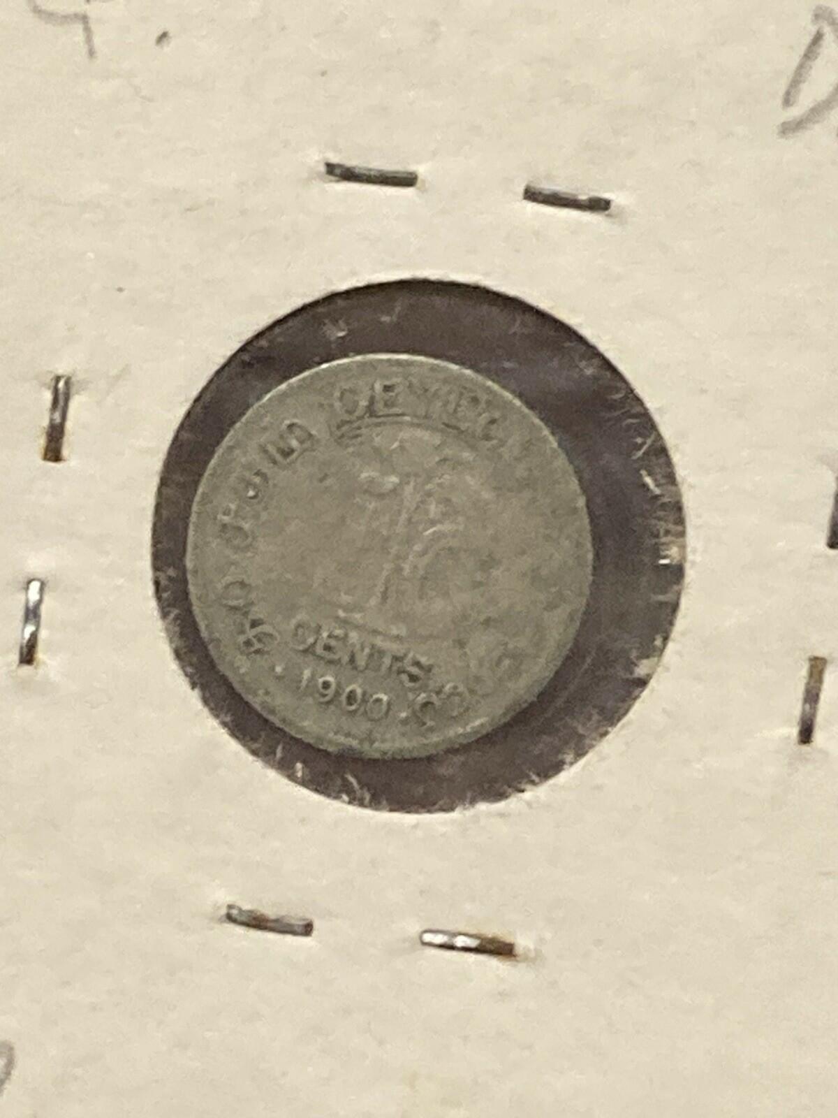 1900 Ceylon 10 Cents Silver Coin