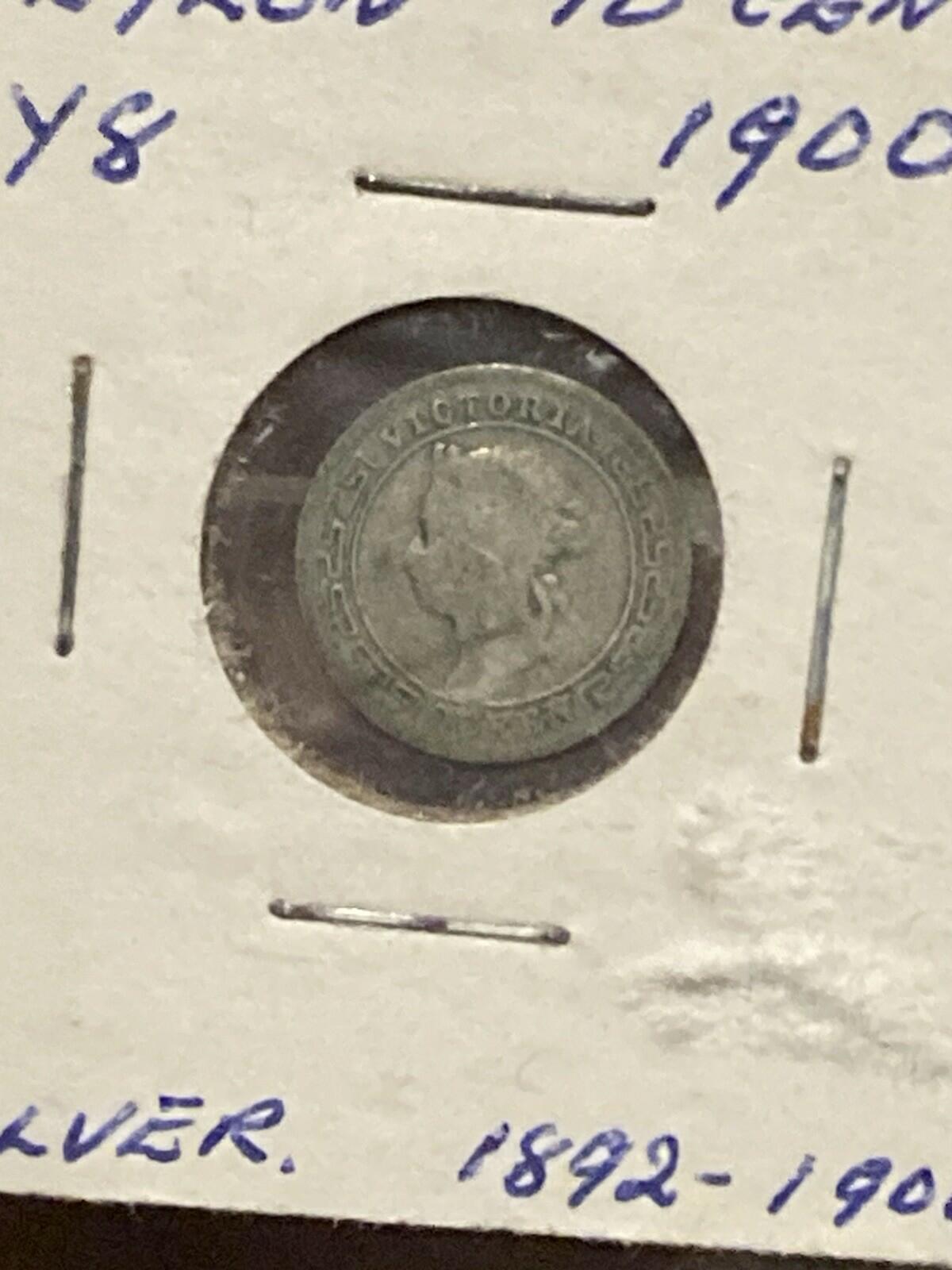 1900 Ceylon 10 Cents Silver Coin
