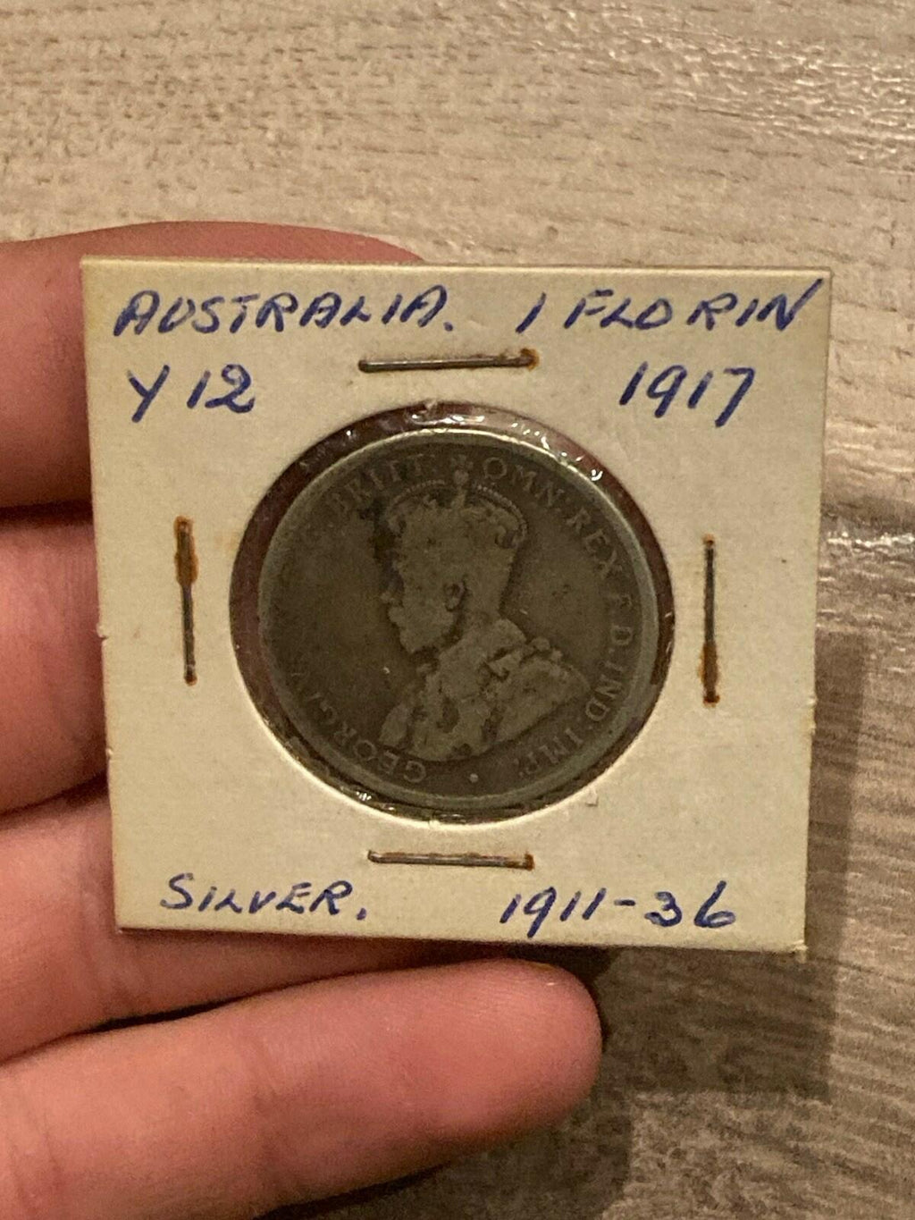 1917 Australian One Florin Coin Coat of Arms and King George V Circulated