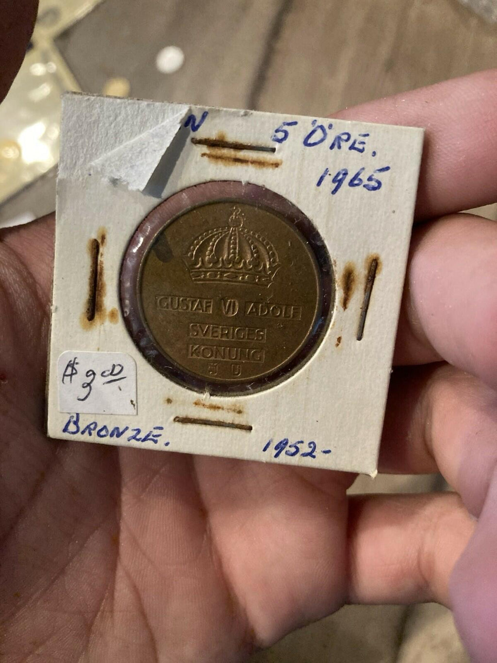 1965 Sweden 5 Ore Gustaf VI Bronze Coin