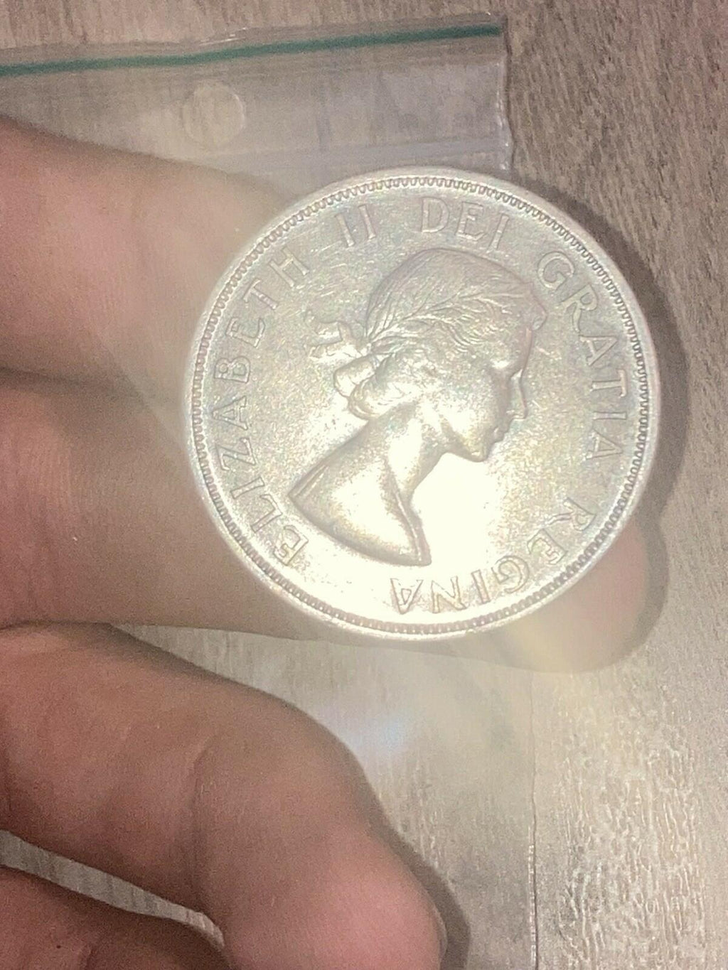 1959 Queen Elizabeth II Silver Dollar, Original White Lustre