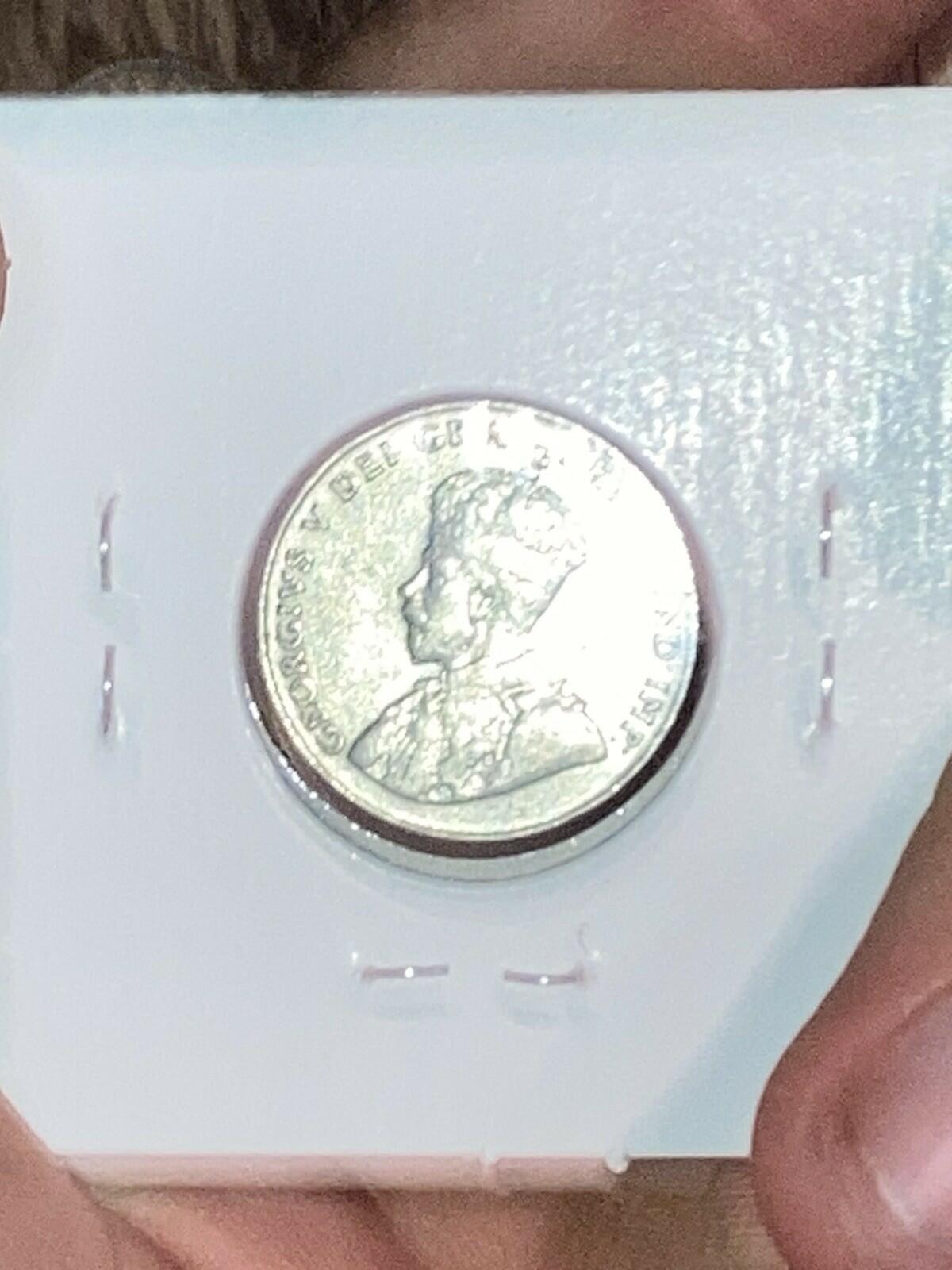 1936 Canada 5 Cents Nickel Coin King George V nice coin