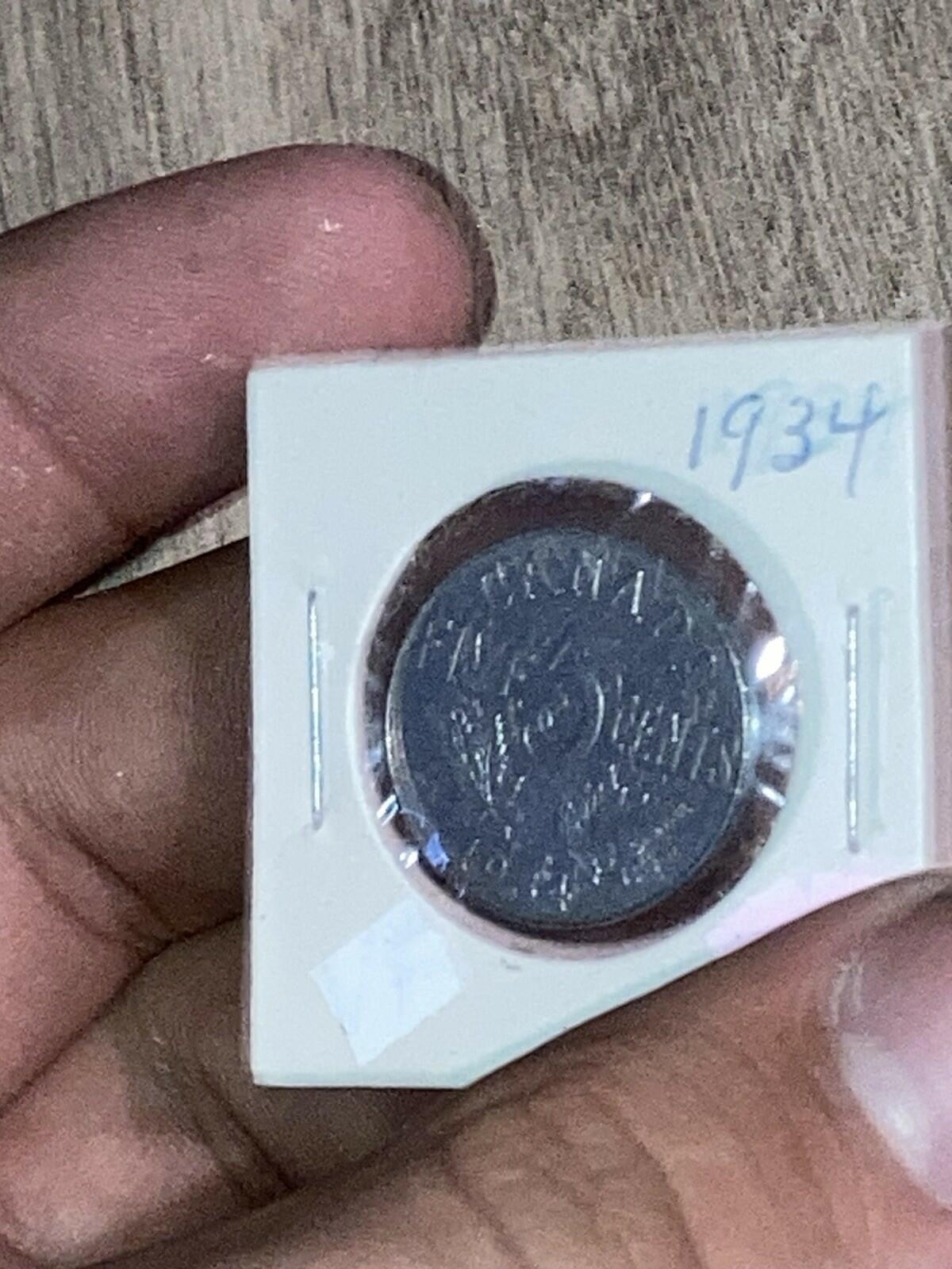 1934 Canada 5 Cents Nickel Coin, King George V
