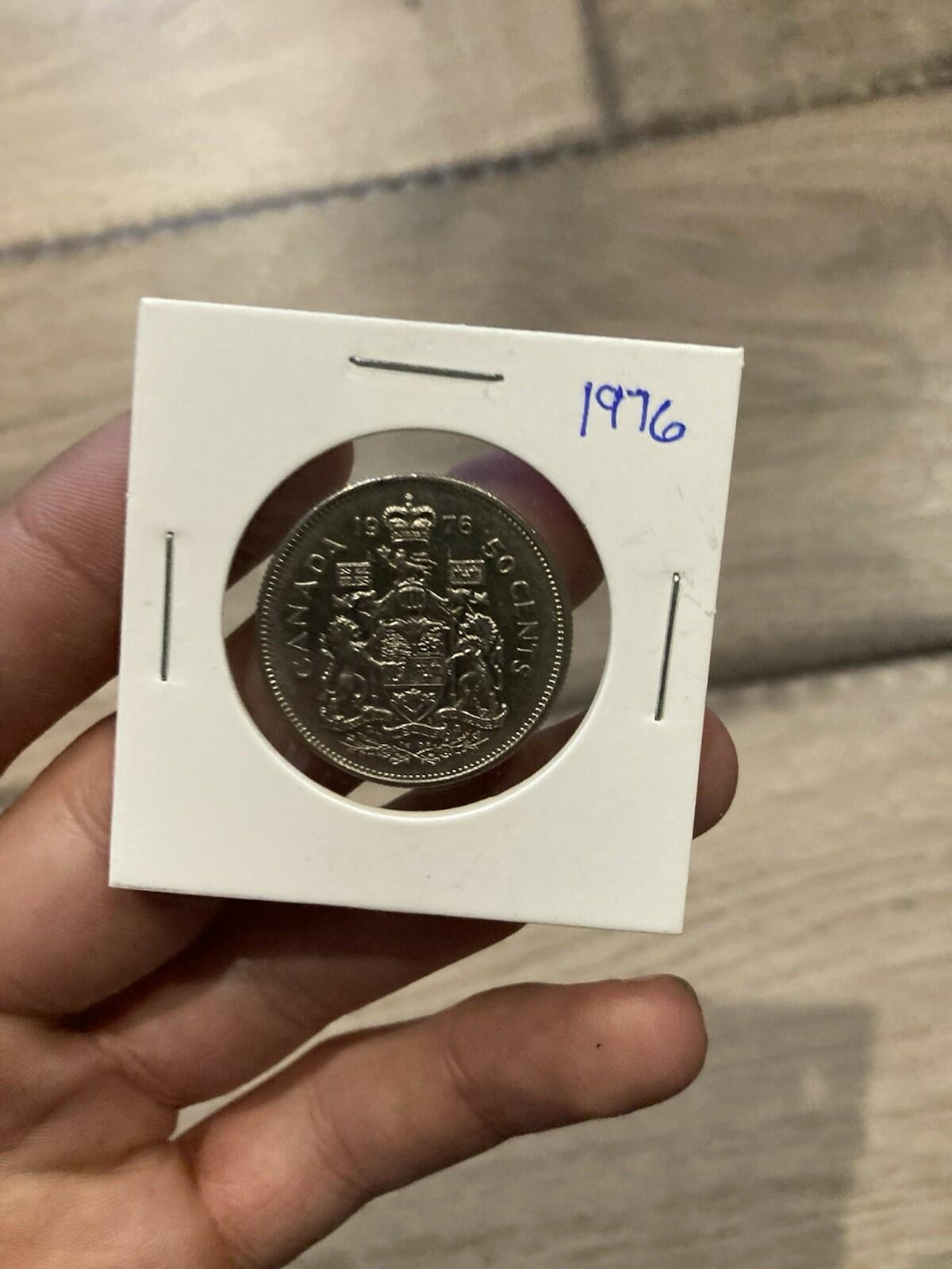 1976 Canadian Nickel Half Dollar 50 Cent Coin Canada