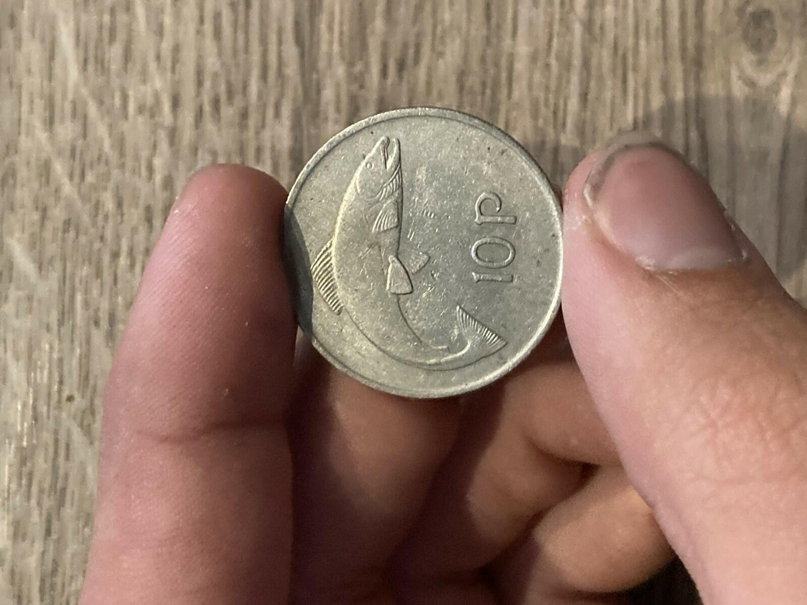 1976 Irish Ten Pence Coin Old Ireland 10p Salmon